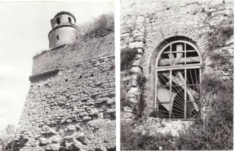 Photo. Beatka Tower and a fragment of the back of the lower floor of the Lubomyrsky Palace